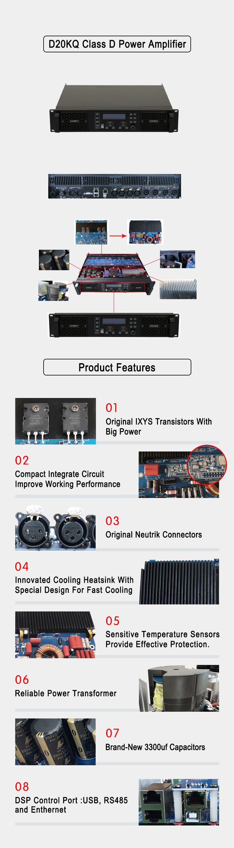 D20KQ 4CH DSP power amplifeir