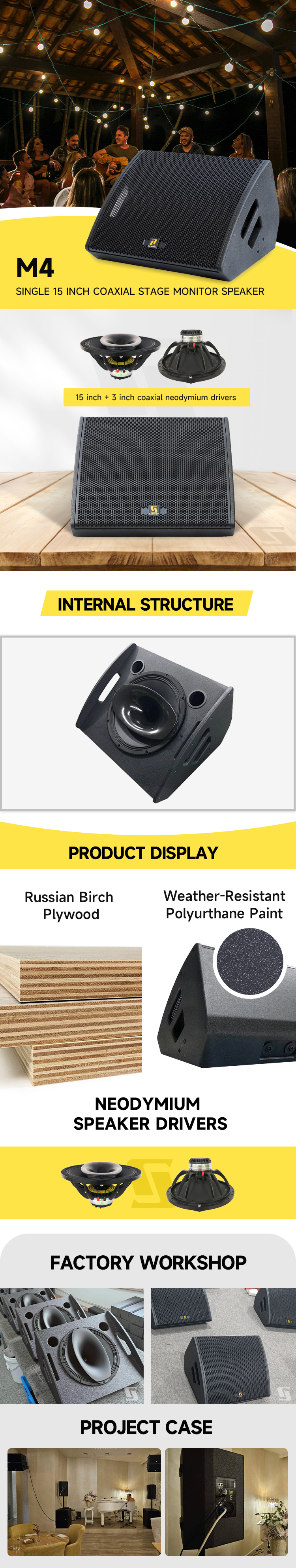 M4 single 15 inch monitor speaker