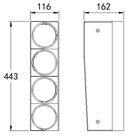 CS44 column speaker dimension
